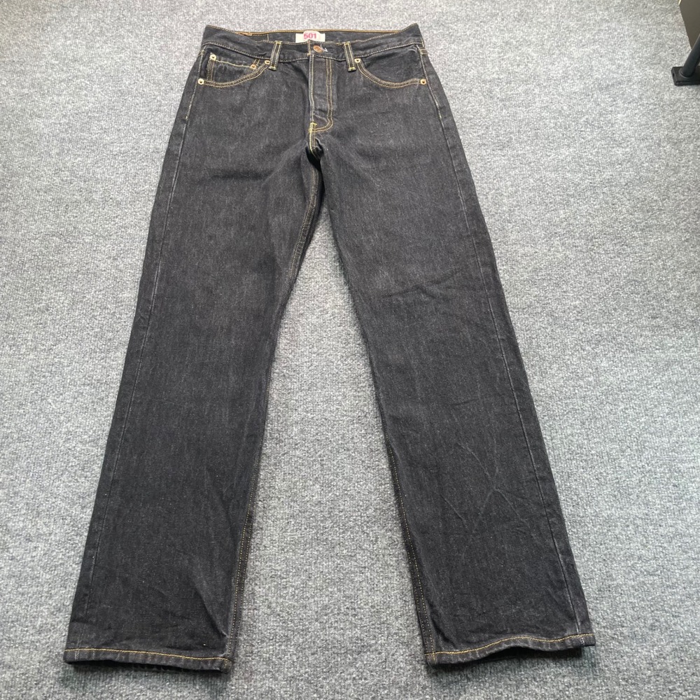 Levi's 501 Jeans Mens 31x32 Black Dark Wash Straight Fit Button Fly Denim